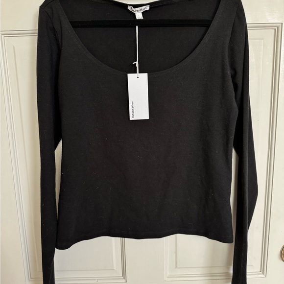 Reformation Black Long Sleeve Top - Picture 2 of 4
